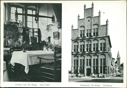 Postkaart Doesburg Restaurant De Waag, Interieur 1980