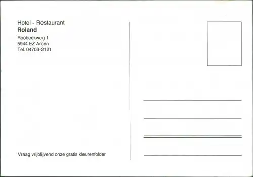 Postkaart Arcen Hotel Restaurant Roland, Roobeekweg 1 1970