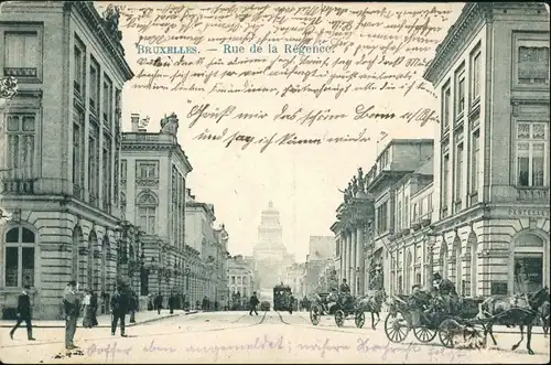 Postkaart Brüssel Bruxelles Rue de la Regence 1906