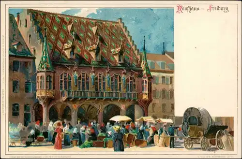 Ansichtskarte Freiburg im Breisgau Neues Rathaus - Künstlerkarte 1911