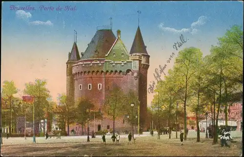 Postkaart Brüssel Bruxelles Partie am Haller Tor 1918