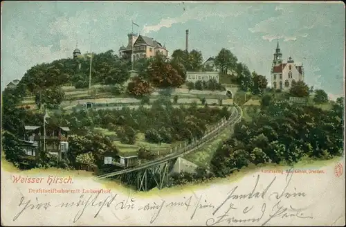 Ansichtskarte Loschwitz-Dresden Louisenhof u. Drahtseilbahn 1908