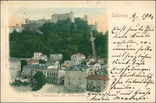 Ansichtskarte Salzburg Festung Hohensalzburg Festungsbahn 1904