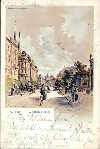 Ansichtskarte Salzburg Westbahnstraße - Künstlerkarte 1903 
