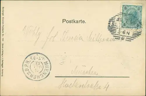 Ansichtskarte Salzburg Westbahnstraße - Künstlerkarte 1903 