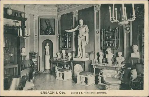 Ansichtskarte Erbach (Odenwald) Schloss römisches Zimmer 1923