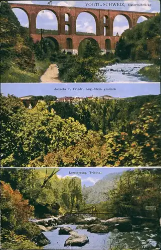 Ansichtskarte Jocketa-Pöhl 3 Bild: Elstertalbrücke, Loreleysteig 1918