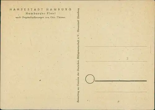 Hamburg Hamburger Fleet nach Originalradierungen von Otto Thämer 1938