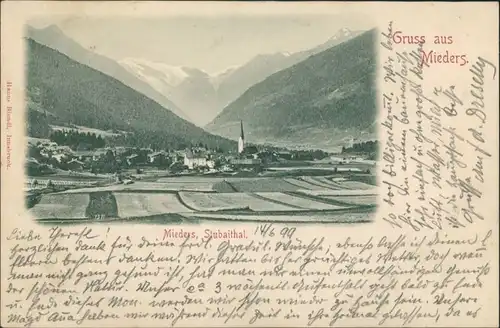 Ansichtskarte Mieders Stubaital Blick auf die Stadt 1899