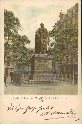 Ansichtskarte Frankfurt am Main Straßenpartie - Goethedenkmal 1903