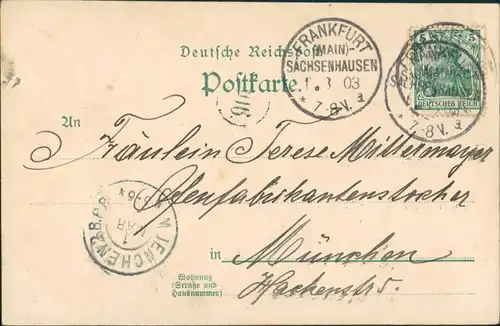 Ansichtskarte Frankfurt am Main Straßenpartie - Goethedenkmal 1903