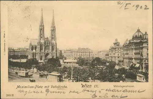 Ansichtskarte Wien Maximilianplatz Währingerstrasse 1902 