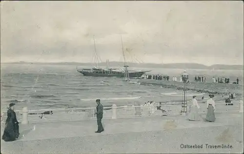 Ansichtskarte Travemünde-Lübeck Seebrücke - Dampfer 1910