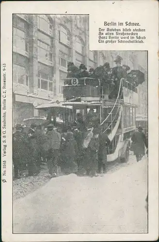 Ansichtskarte Berlin Straße - Bus, Berlin im Schnee 1926