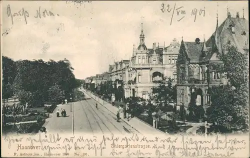 Ansichtskarte Tiergarten-Hannover Tiergartenstraße 1901