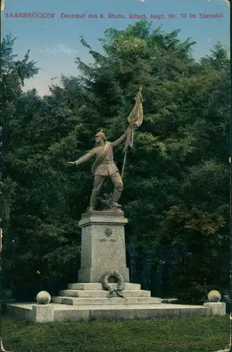 Saarbrücken Denkmal des 8. Rhein. Infant. Regt. Nr. 70 Ehrental 1915