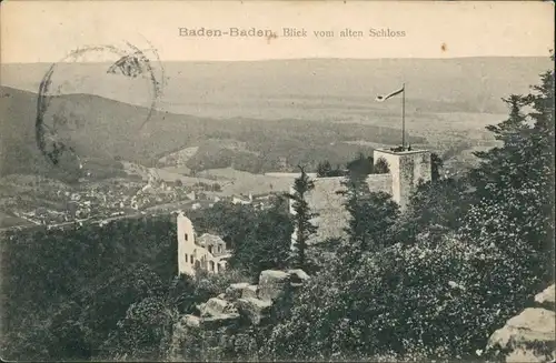 Ansichtskarte Baden-Baden Blick vom alten Schloß 1913