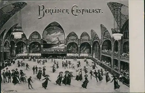 Ansichtskarte Schöneberg-Berlin Eispalast - Innen 1911
