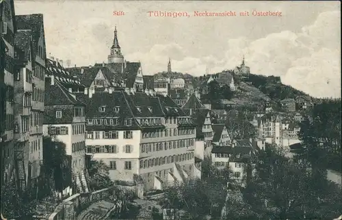 Ansichtskarte Tübingen Neckaransicht mit Osterberg 1915