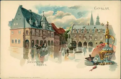 Ansichtskarte Goslar Kaiserwöórth, Rathaus - Schatz - Künstlerkarte 1903