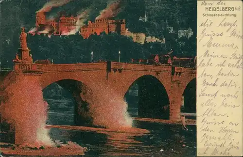Ansichtskarte Heidelberg Heidelberger Schloss - Beleuchtung 1925