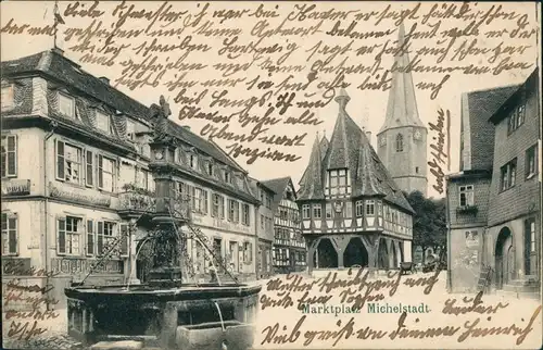 Ansichtskarte Michelstadt Marktplatz 1905