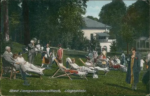 Ansichtskarte Bad Schwalbach Langenschwalbach Liegeplatz - belebt 1914