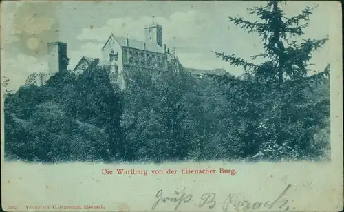 Ansichtskarte Eisenach Mondscheinlitho Wartburg 1901