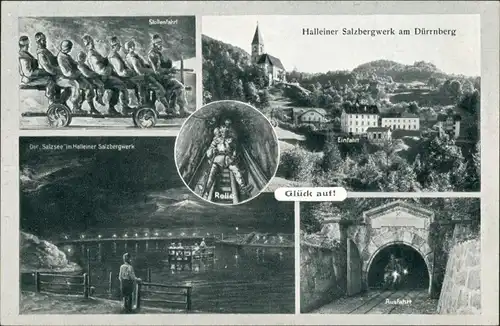 Ansichtskarte Hallein Salzbergwerk - Mehrbildkarte 1928