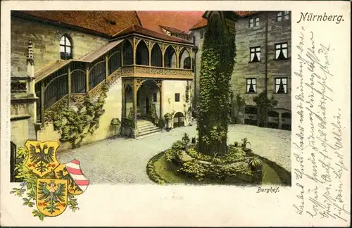 Ansichtskarte Nürnberg Nürnberger Burg - Hof, Heraldik 1904