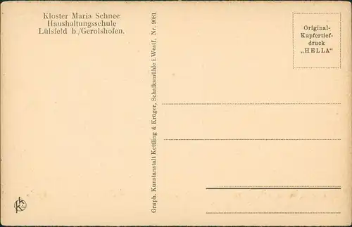 Ansichtskarte Lülsfeld Haushaltungsschule - Speisesaal 1927
