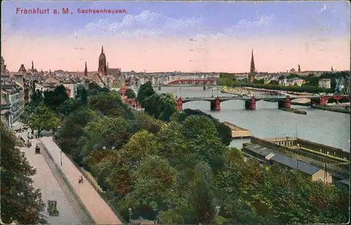 Ansichtskarte Sachsenhausen-Frankfurt am Main Blick auf den Stadtteil 1915