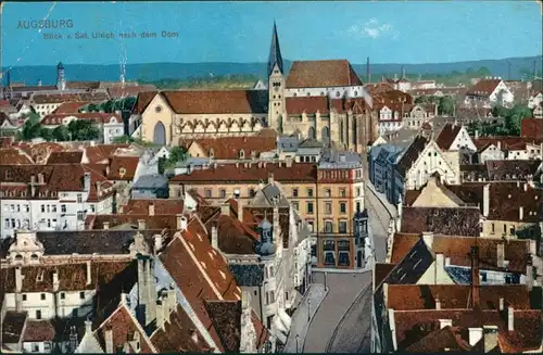 Ansichtskarte Augsburg Blick von St. Ulrich nach dem Dom 1920