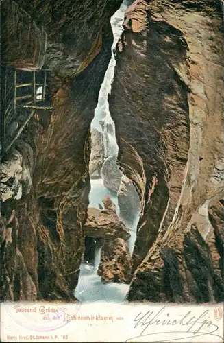 Ansichtskarte St. Johann im Pongau Lichtensteinklamm 1903