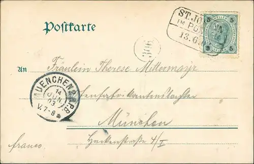 Ansichtskarte St. Johann im Pongau Lichtensteinklamm 1903
