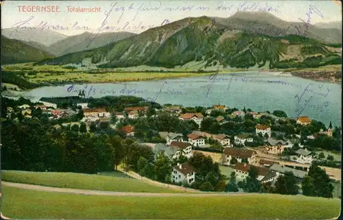 Ansichtskarte Tegernsee (Stadt) Totalansicht mit Tegernsee 1911