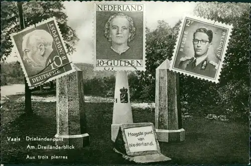 Postkaart Vaals Dreiländerblick 3 Briefmarken - Grenze 1959 