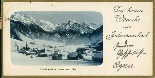 Hinterstein / Allgäu Goldrand, Neujahr Stadt im Winter 1928 Goldrand