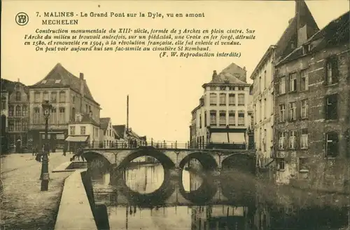 Postkaart Mecheln Mechelen / Malines Große Brücke - Straße 1917