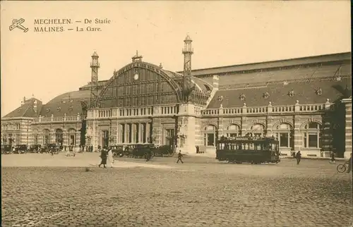 Postkaart Mecheln Mechelen / Malines Bahnhof - Straße 1917