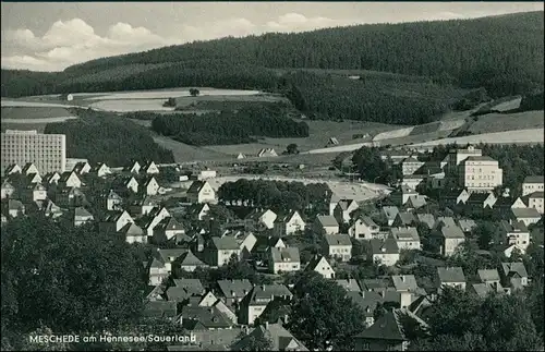 Meschede Blick auf die Stadt - Hochhaus Fernmeldeamt Krankenhaus 1962