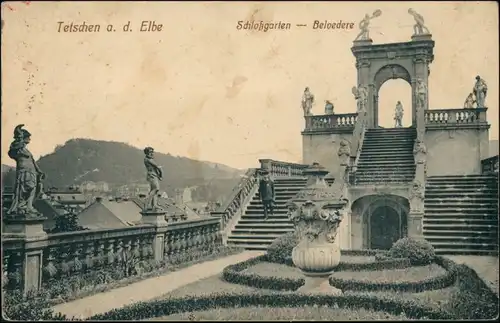 Tetschen-Bodenbach Decín Schloß - Schloßgarten, Belvedere 1915