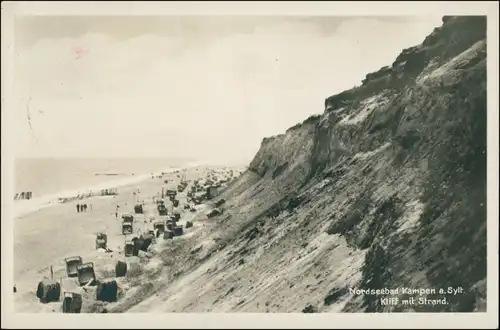 Ansichtskarte Kampen (Sylt) Kliff mit Strand 1937