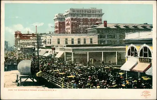 Postcard Atlantic City The Broadwalk Parade 1909