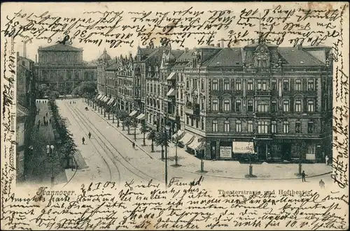 Ansichtskarte Hannover Theaterstrasse, Hoftheater 1903