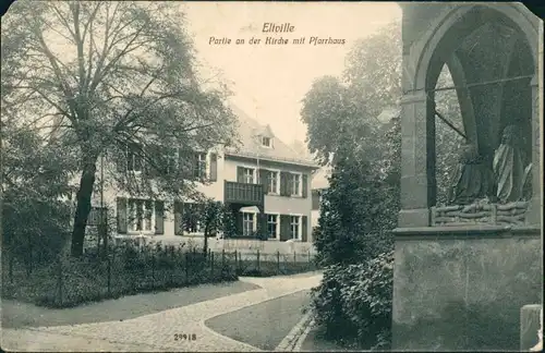 Ansichtskarte Eltville am Rhein Partie an Kirche und Pfarrhaus 1914