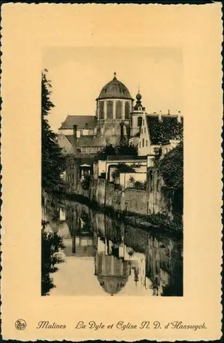 Postkaart Mecheln Mechelen / Malines Kirche und Flusspartie 1928