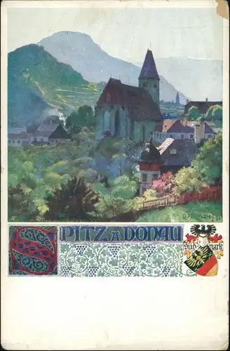 Ansichtskarte Spitz (Niederösterreich) Stadt - Künstlerkarte 1917