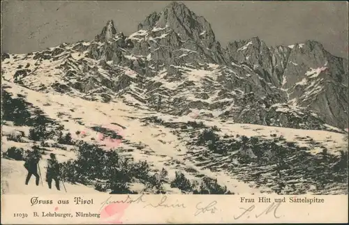 Ansichtskarte Innsbruck Frau Hitt und Sattelspitze Tirol - Wanderer 1904
