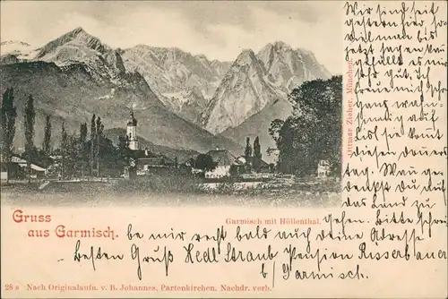 Ansichtskarte Garmisch-Partenkirchen Partie an der Stadt 1903